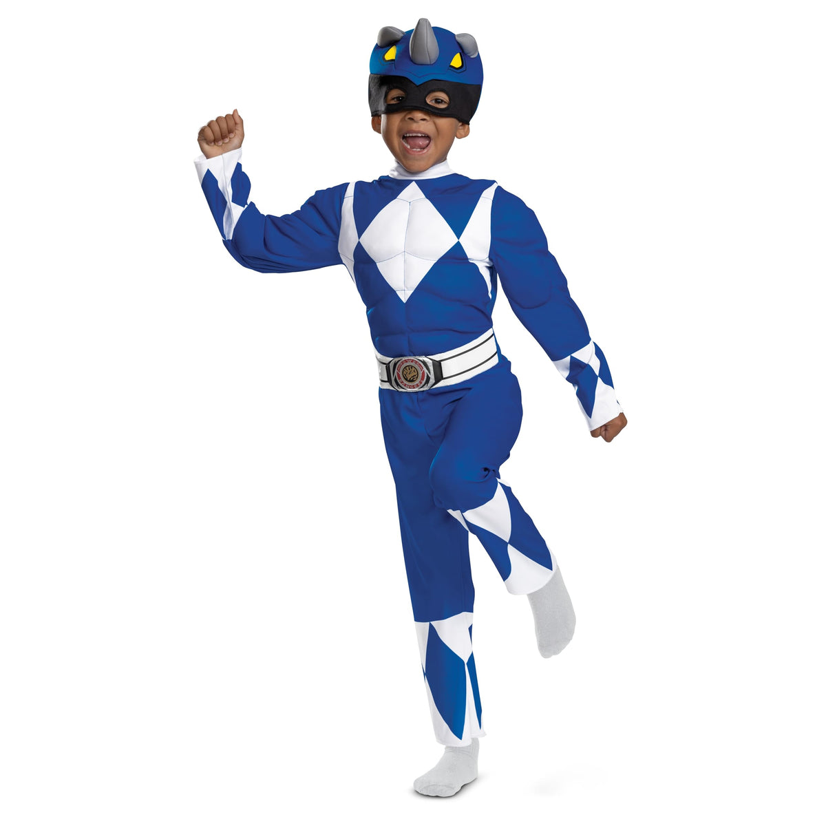 Blue Ranger Toddler Muscle Costume, Official Power Rangers Halloween Costume, Toddlers Size (2T)