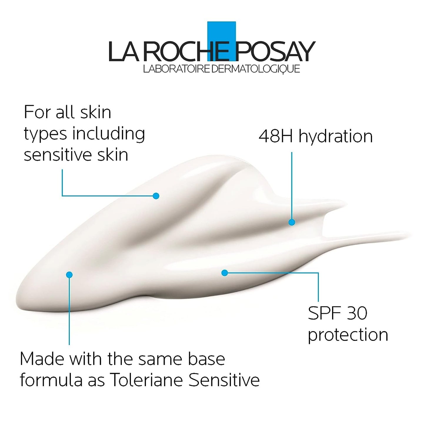 La Roche-Posay Face Moisturizer with SPF 30 for Sensitive Skin, Toleriane Sensitive UV Facial Lotion, Hydrating & Soothing Moisturizer with Thermal Water, Recommended by Dermatologists, 40 ml.