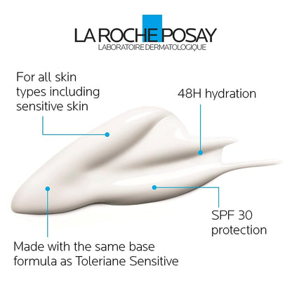 La Roche-Posay Face Moisturizer with SPF 30 for Sensitive Skin, Toleriane Sensitive UV Facial Lotion, Hydrating & Soothing Moisturizer with Thermal Water, Recommended by Dermatologists, 40 ml.