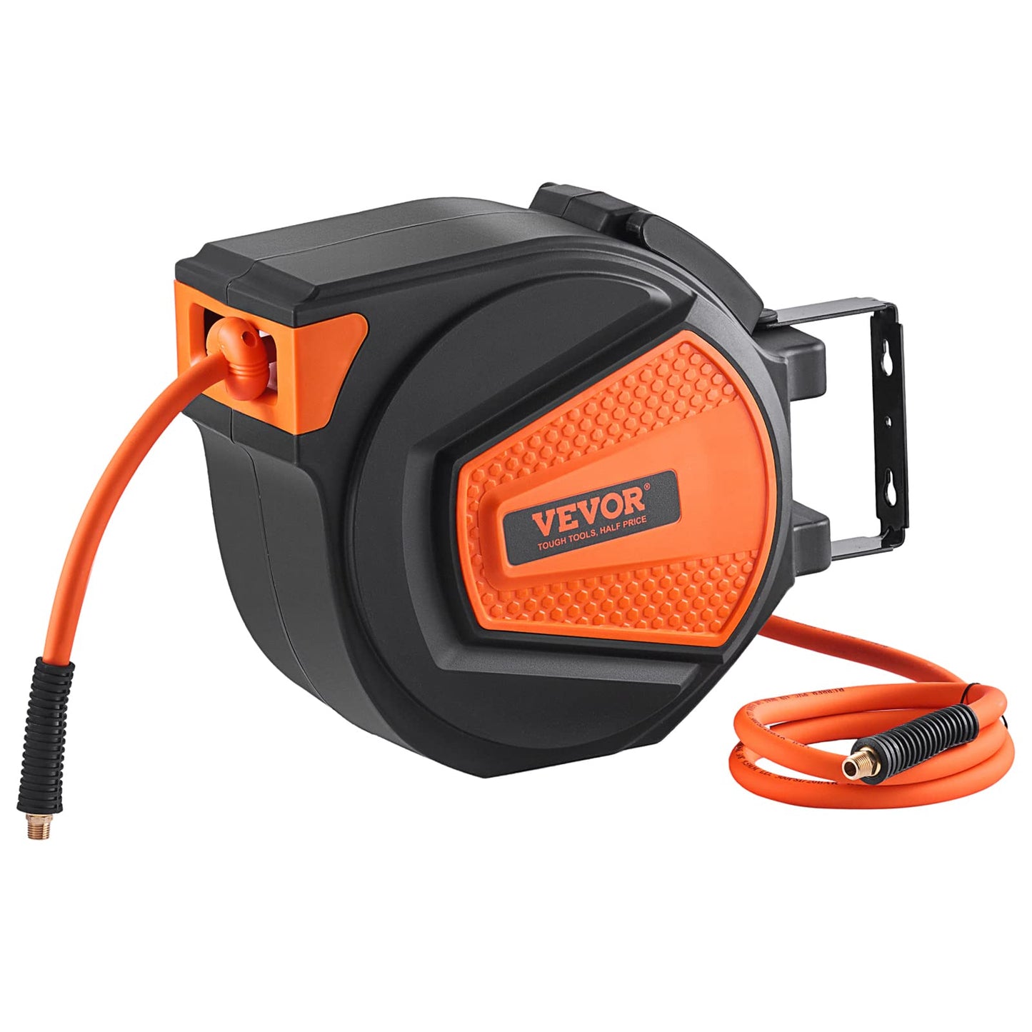 VEVOR Retractable Air Hose Reel, 3/8 in x 50 FT Hybrid Air Hose Max 300PSI, Air Compressor Hose Reel with 5 ft Lead in, Ceiling/Wall Mount Enclosed Air Reel, 180° Swivel Mount VEVOR
