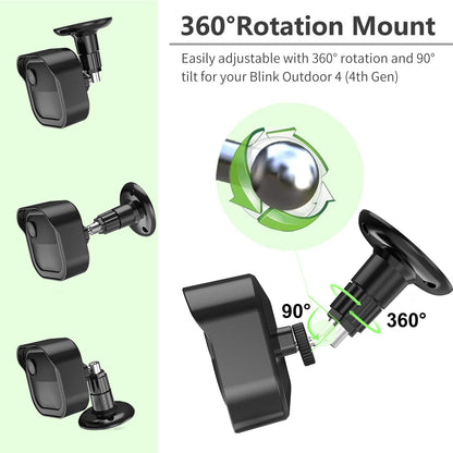 All-New Blink Camera Mount for Outdoor 4/2K+, 3 Pack Protective Cover and 360 Degree Adjustable Mounting Bracket, Blink Sync Module Outlet Mount (Black)
