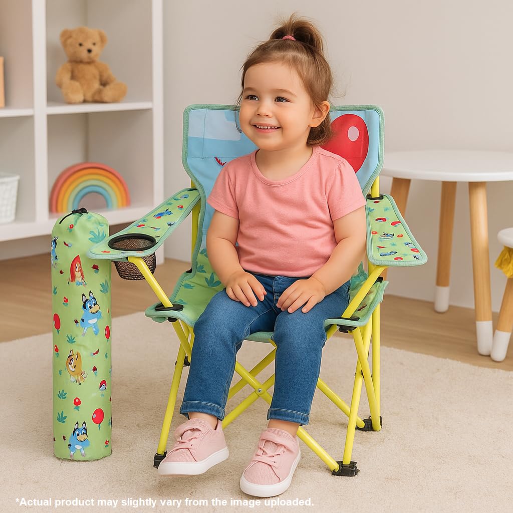 Bluey Folding Camp Chair with Cup Holder and Carry Bag, 600D Polyester, Toddlers up to 80 lbs 🍁 All In One Marketplace Canada