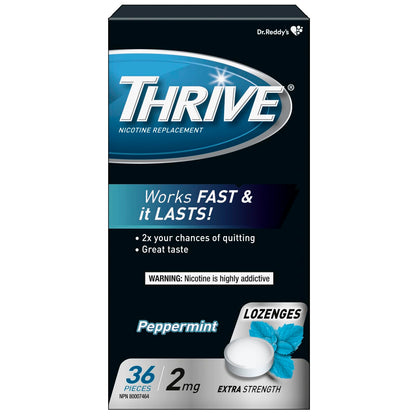 Thrive Nicotine Replacement Lozenges, 2mg Extra Strength, Peppermint, 36 Count 🍁 All In One Marketplace Canada