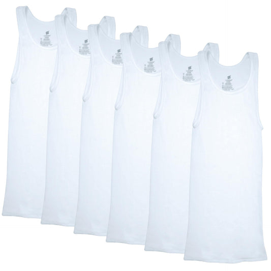 Hanes Mens ComfortSoft 6 Pack Tagless A-Shirts Undershirts, White, Large US