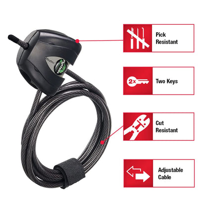 Master Lock Python Cable Lock, Cable Lock with Keys, Trail Camera and Kayak Locking Cable, 2 Pack, 8417T,Black Master Lock
