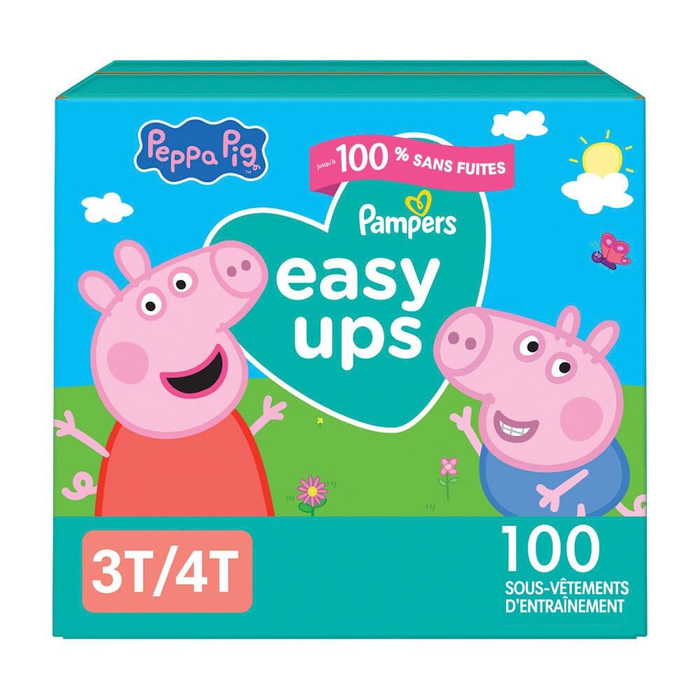 Pampers Easy Ups Training Underwear Peppa Pig Size 5 3T-4T, 100 Count