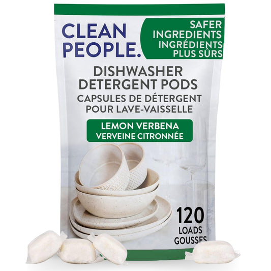 Clean People All Natural Dishwasher Pods - Cuts Grease & Rinses Sparkling Clean - Residue-Free - Phosphate Free Dishwashing Pods - Lemon, 120 Pack