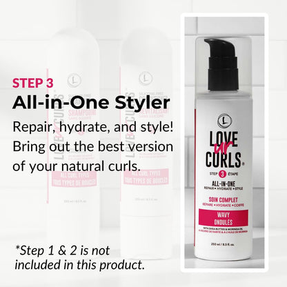 Love Ur Curls - All in One Curl Cream Styler, Curling Cream for Wavy Hair, Repair, Define, Hydrate & Style, Anti Frizz with Shea Butter, 250mL - Available at All In One Marketplace Canada