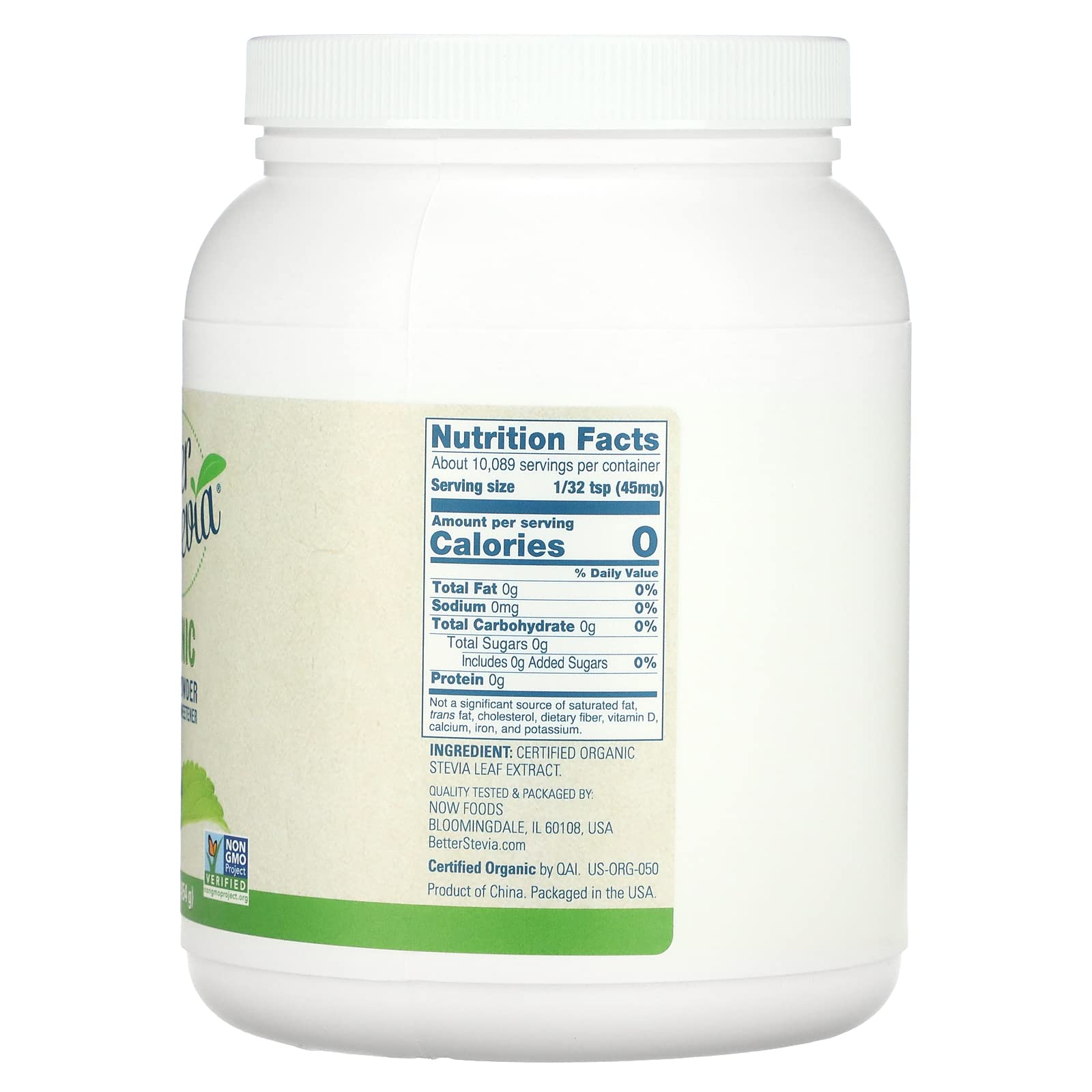 NOW Foods BetterStevia Organic Extract Powder - 1 lb