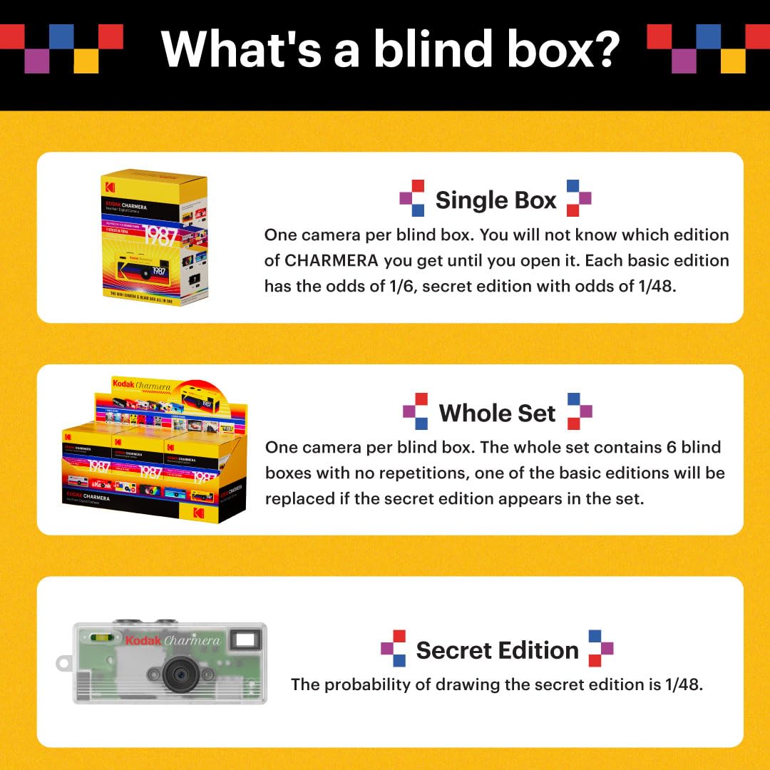Kodak CHARMERA Keychain Digital Camera Blind Box Single Box (1PC) MiniCamera Digicam Video Recording Bag Charm Film Simulation Presets1.6 MP Micro SDCard Slot for Beginners Teens Adults