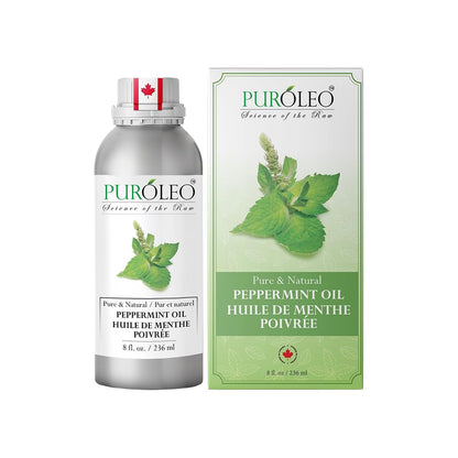 PUROLEO Peppermint Essential Oil 8 Fl Oz/236 ML (Packed in Canada), 100% pure, natural, undiluted. Ideal for aroma, candle making, perfumes, fragrance oils, diffusers, and huile essentielle pour diffuseur. 🍁 All In One Marketplace Canada
