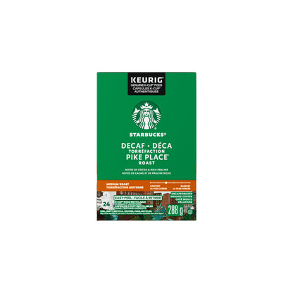 STARBUCKS Pike Place Decaf Roast Medium Roast Ground Coffee K-Cup Pods Box, 288 g - Available at All In One Marketplace Canada