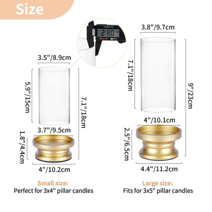 NUPTIO Hurricane Glass Candle Holders for Pillar - Matte Gold - Set of 2 🍁 All In One Marketplace Canada