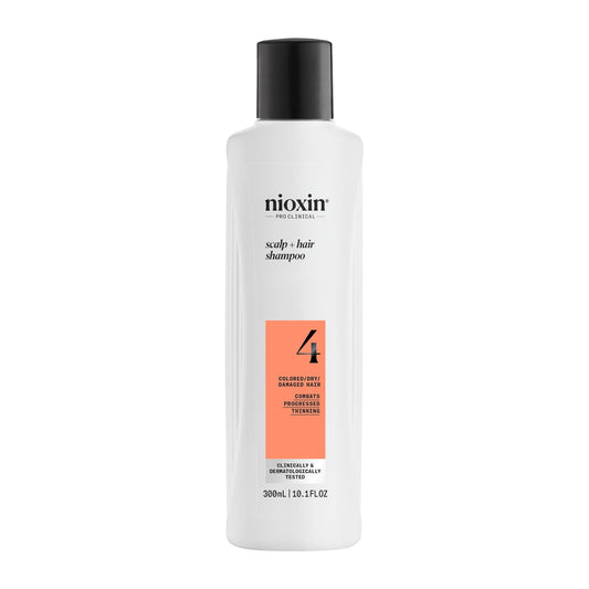 Nioxin System 4 Scalp + Hair Shampoo - Hair Thickening Shampoo For Damaged Hair with Progressed Thinning, 10 fl oz (Packaging May Vary) NIOXIN