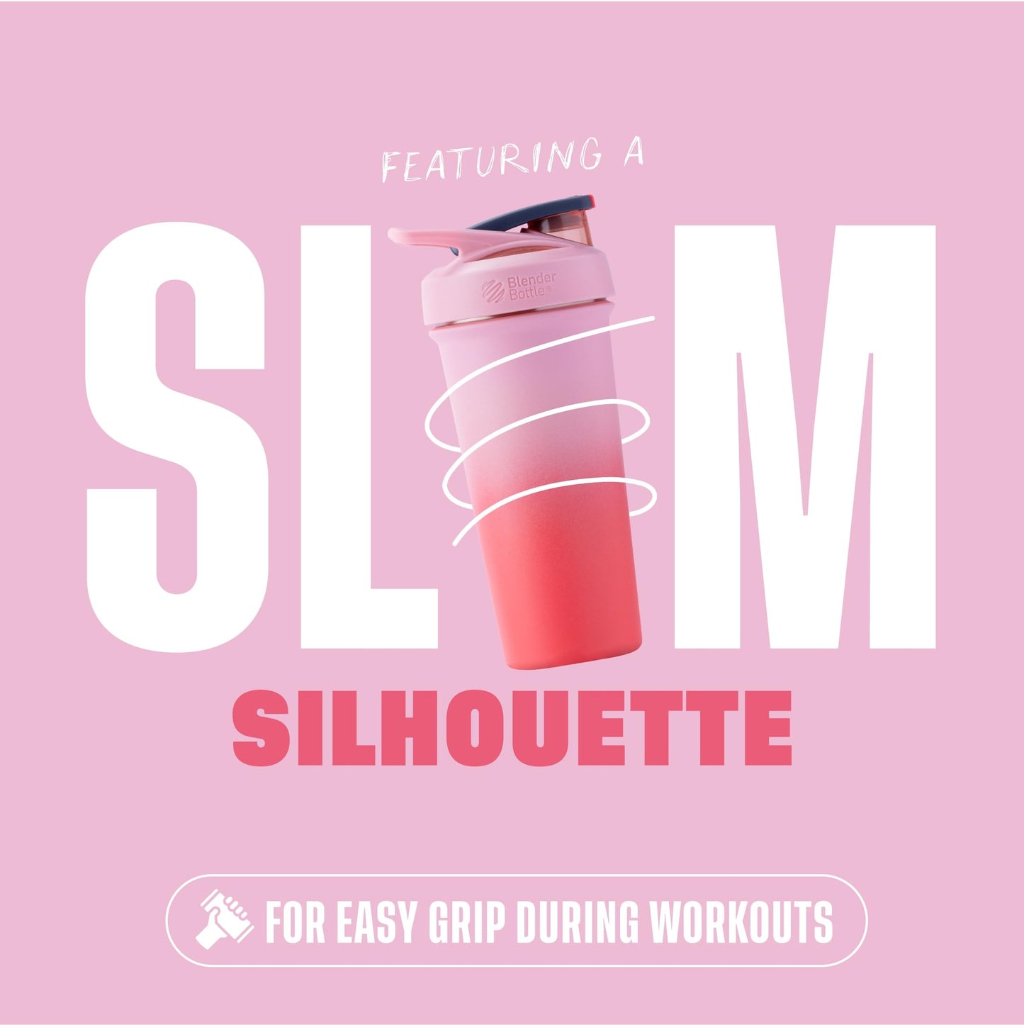 BlenderBottle Strada Sleek Shaker Cup Insulated Stainless Steel Water Bottle with Wire Whisk, 25-Ounce, Flamingo Ombre 🍁 All In One Marketplace Canada