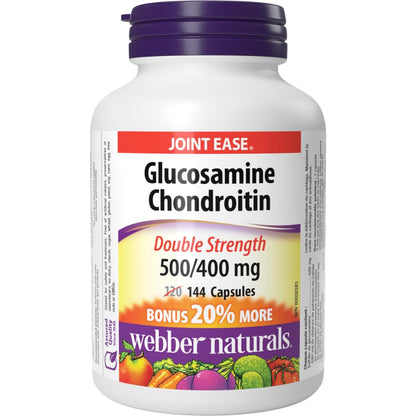 Webber Naturals Glucosamine Chondroitin, Double Strength, 144 Capsules, Helps Relieve Joint Pain Associated with Osteoarthritis - Available at All In One Marketplace Canada