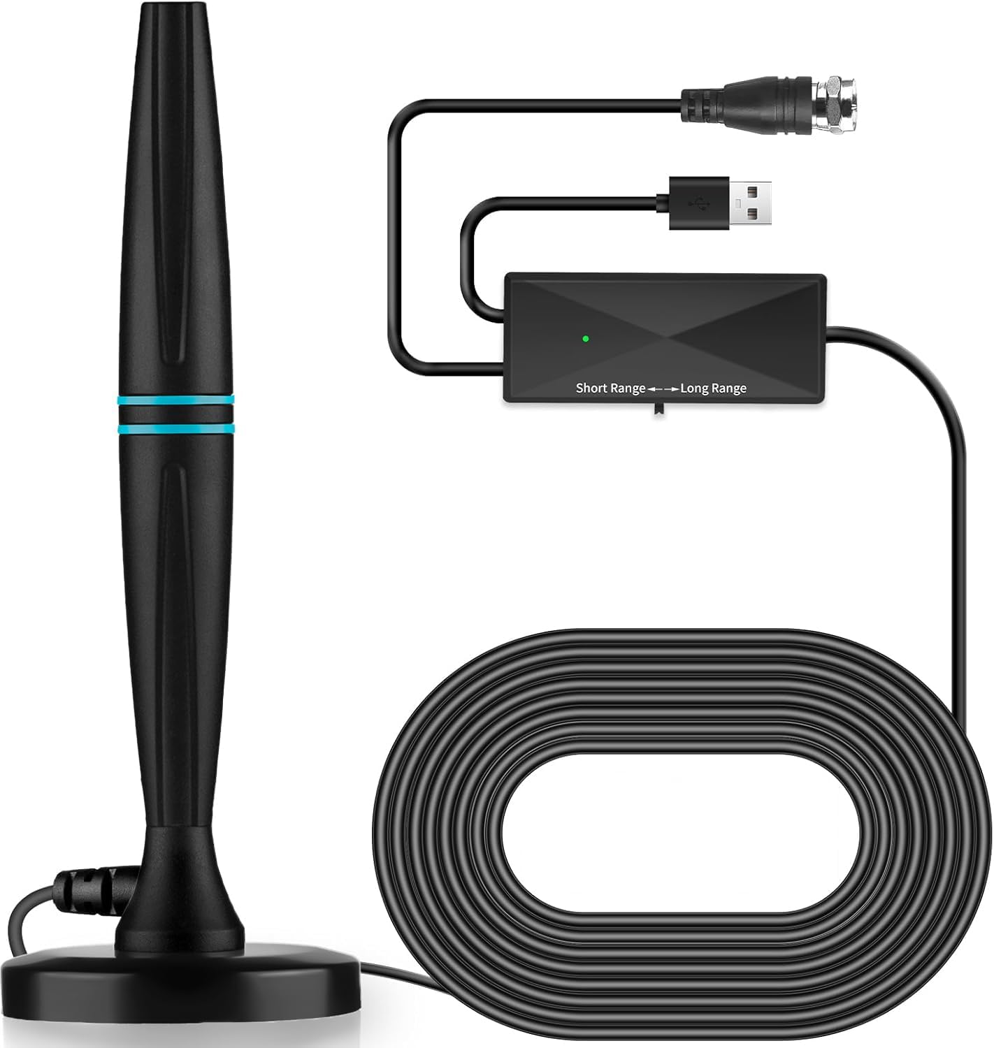 TV Antenna Indoor, Antenna for Smart TV, Support 4K 1080p with Signal Booster for Local Channels, 320 Miles Long Range Reception - 18ft (Dark Grey) Lyrwihn