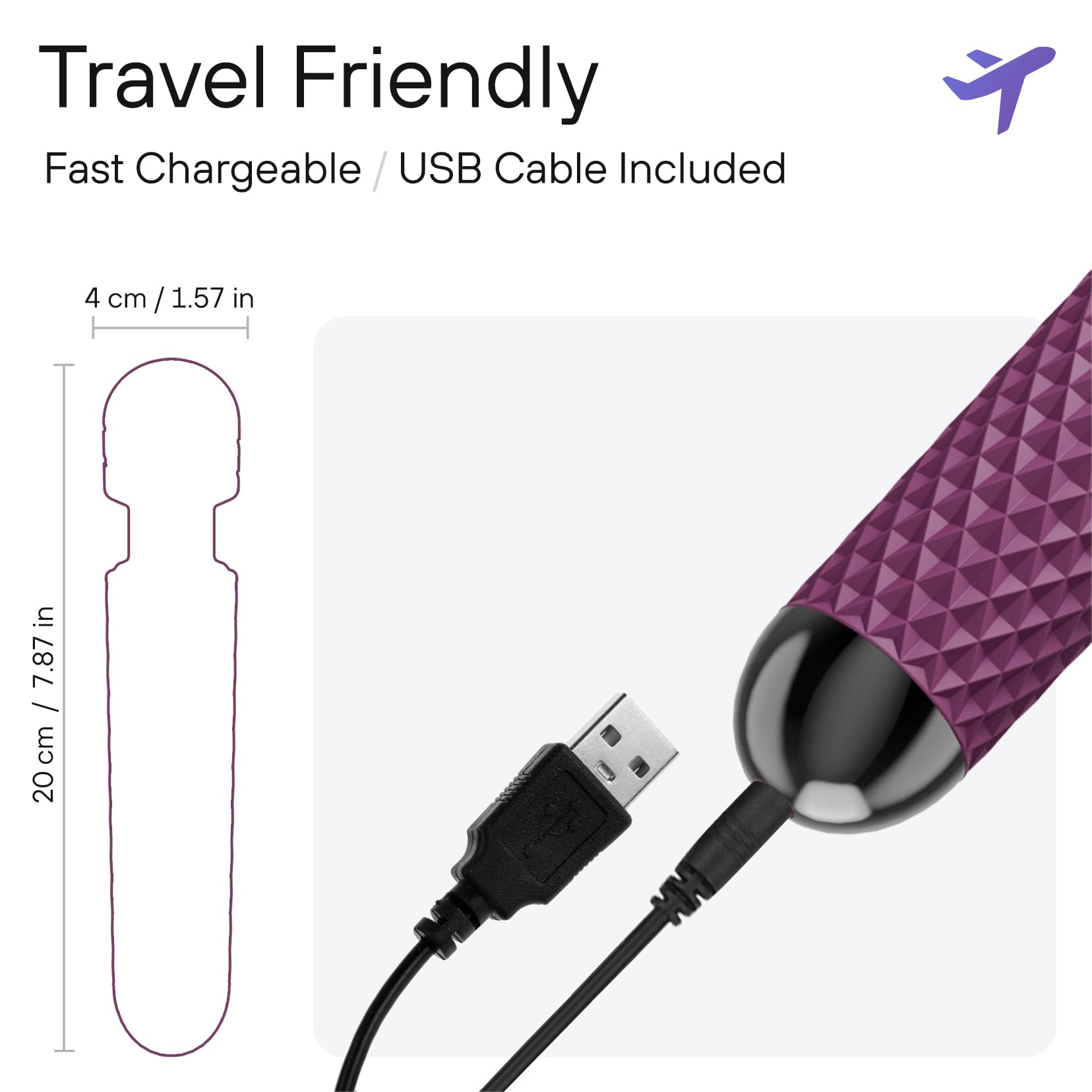 bed geek Handheld Cordless Personal Wand Massager – Waterproof, USB Rechargeable, 20 Vibration Patterns, 8 Speeds, Memory Feature, Skin-Soft Silicone for Ultimate Relaxation Tool (Purple) - Available at All In One Marketplace Canada