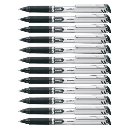 Pentel EnerGel Gel Pen with Cap 0.7mm, Black Ink, 12PK Pentel