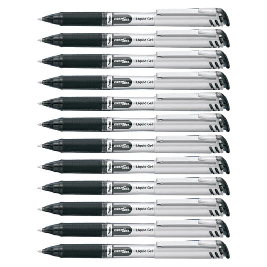 Pentel EnerGel Gel Pen with Cap 0.7mm, Black Ink, 12PK Pentel