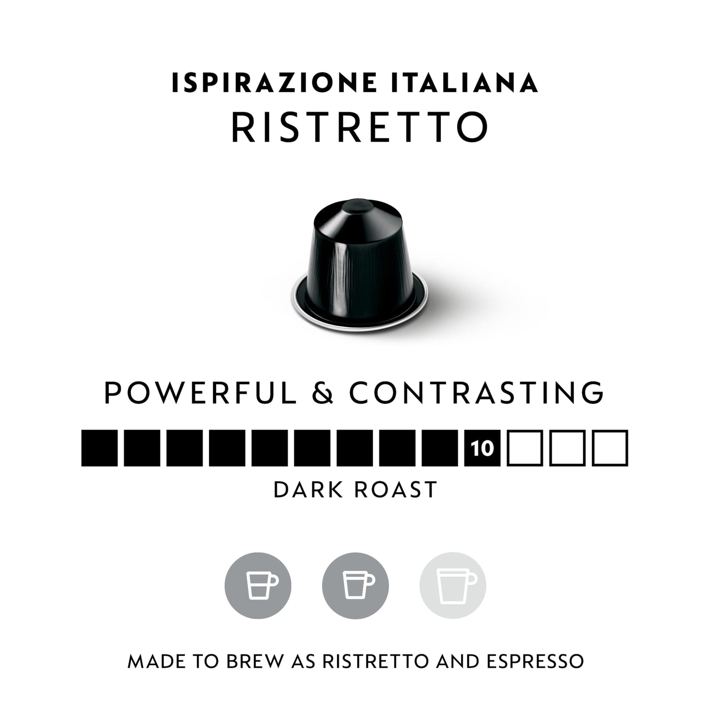 Nespresso Original Ristretto Coffee Pods, Dark Roast, Intensity 10, 50 Pods