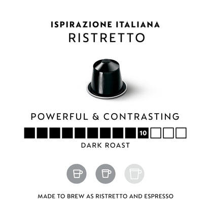 Nespresso Original Ristretto Coffee Pods, Dark Roast, Intensity 10, 50 Pods