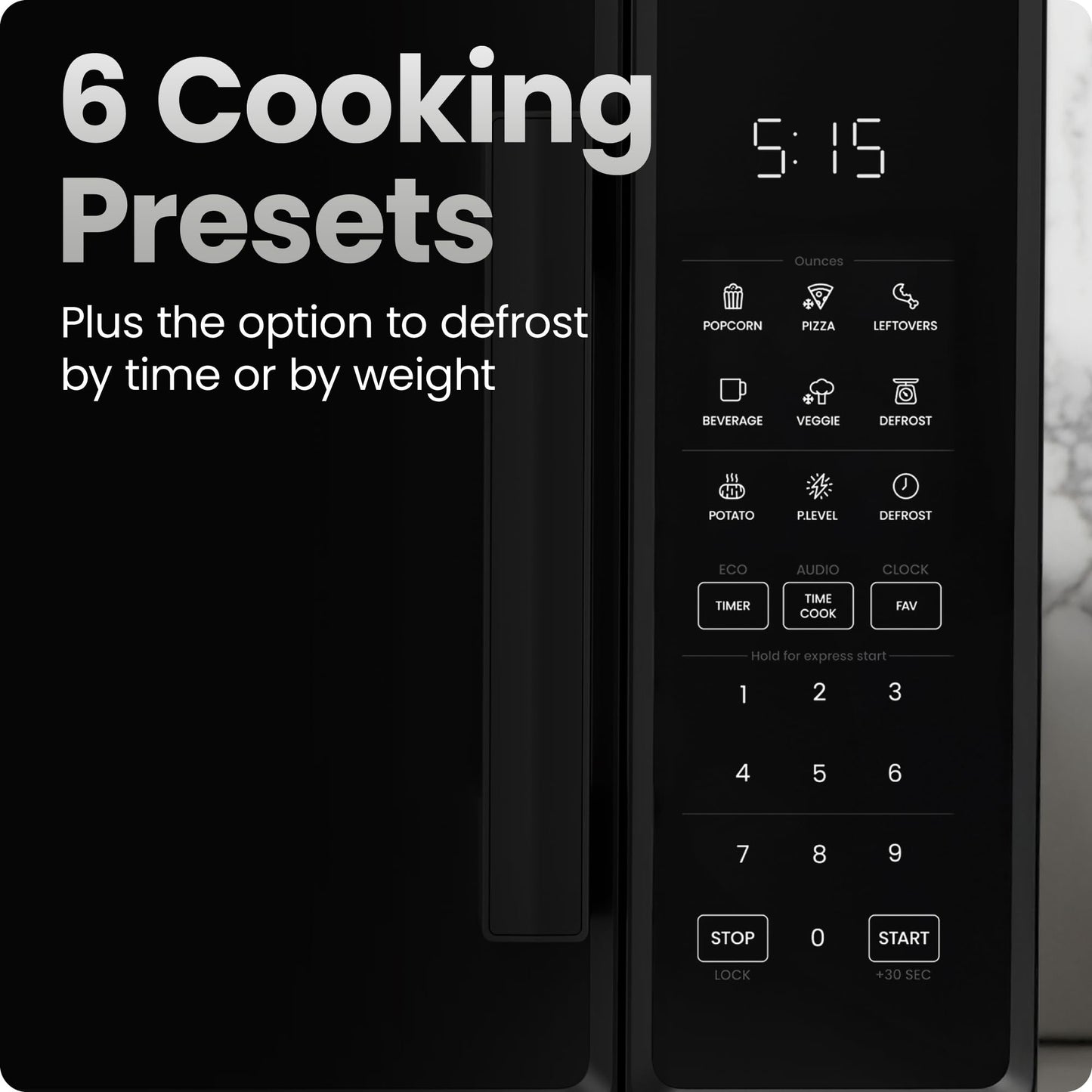 Chefman Countertop Microwave Oven 1.1 Cu. Ft., 1000 Watts with 10 Power Levels, 6 Cooking Presets with One-Touch Express Cook, Eco Mode, Child Safety Lock, & Mute Button - Black 🍁 All In One Marketplace Canada