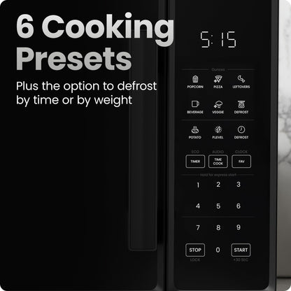 Chefman Countertop Microwave Oven 1.1 Cu. Ft., 1000 Watts with 10 Power Levels, 6 Cooking Presets with One-Touch Express Cook, Eco Mode, Child Safety Lock, & Mute Button - Black 🍁 All In One Marketplace Canada