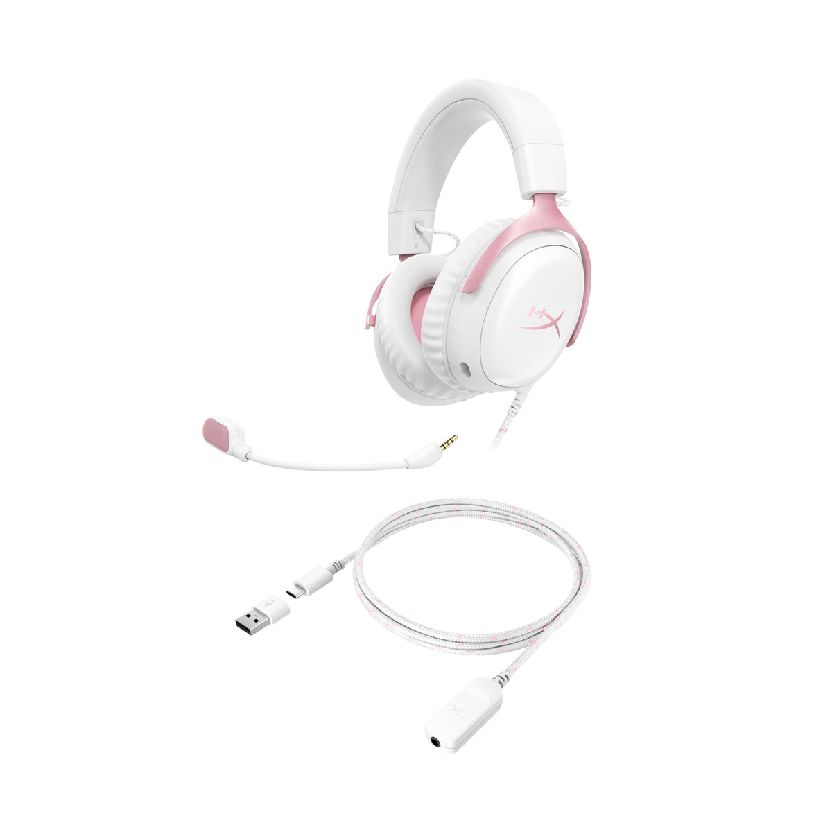 HyperX Cloud III – Wired Gaming Headset, PC, PS5, Xbox Series X|S, Angled 53mm Drivers, DTS, Memory Foam, Durable Frame, Ultra-Clear 10mm Mic, USB-C, USB-A, 3.5mm – Pink
