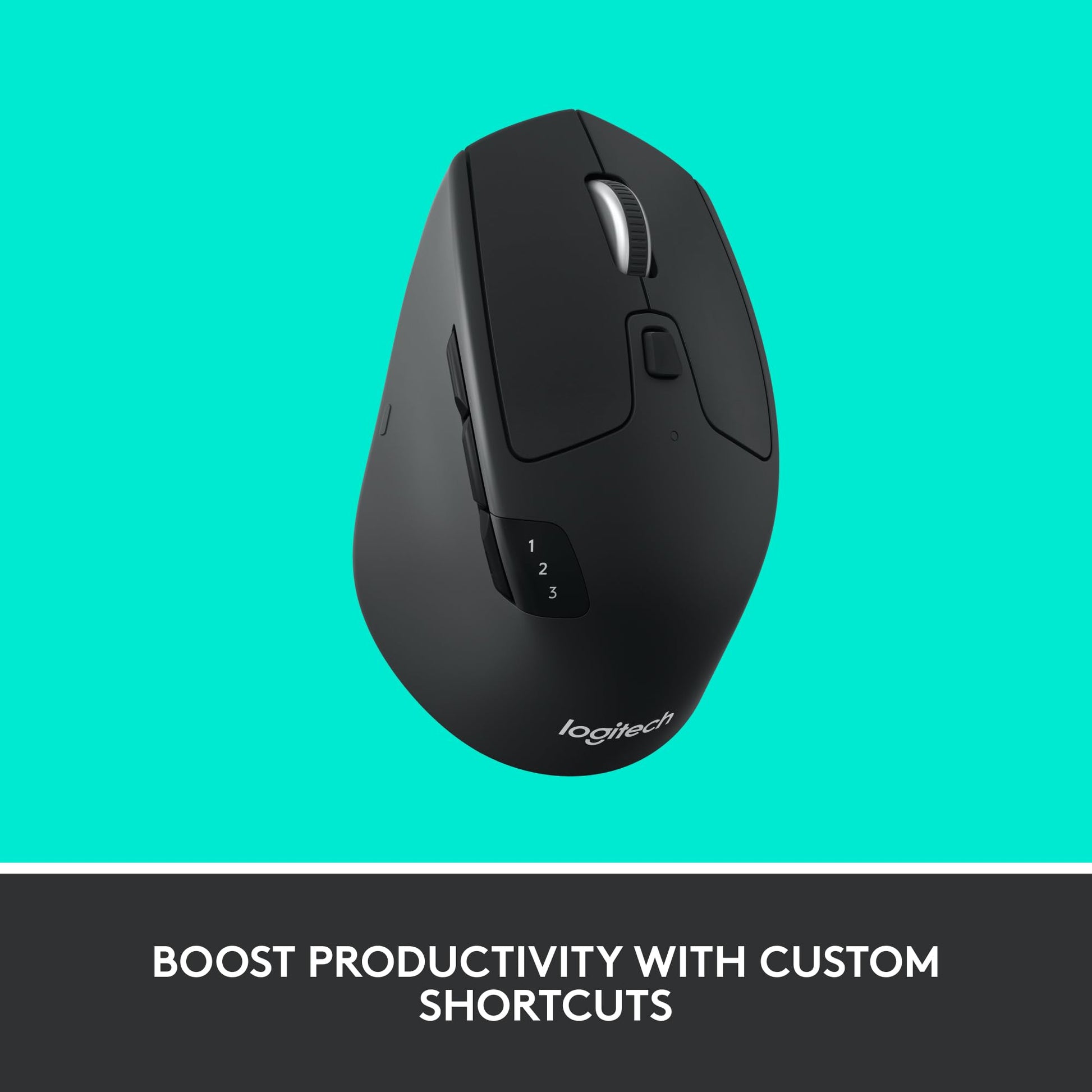Logitech M720 Triathlon Multi-Device Wireless Mouse, Bluetooth, USB Unifying Receiver, 1000 DPI, 6 Programmable Buttons, 2-Year Battery, Compatible with Laptop, PC, Mac, iPadOS - Black - Available at All In One Marketplace Canada