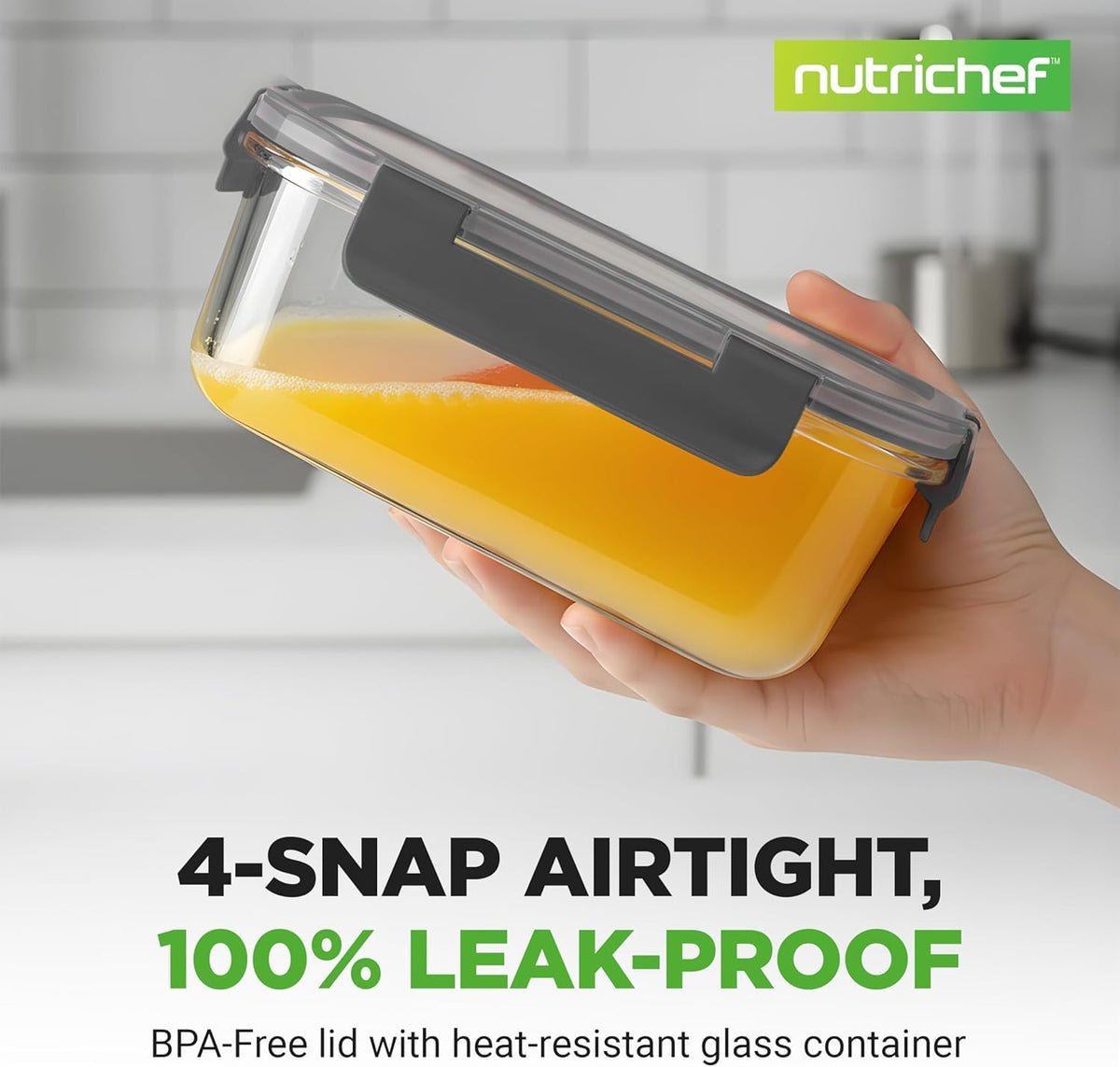 NutriChef 24-Pc Glass Food Storage Containers, Airtight Leakproof Lids