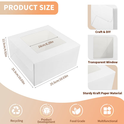 40 Pcs Cake Boxes with Window, 10” x 10” x 5” White Tall Bakery Box Set (20pcs Boxes & 20pcs Boards), Paperboard Cake Baker Box for Bakery, Cakes, Pastries 🍁 All In One Marketplace Canada