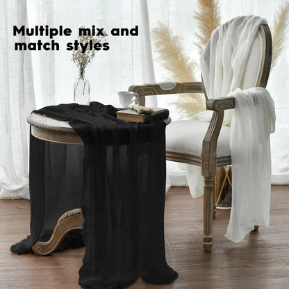 Artoid Mode Boho Cheesecloth Gauze Black Wedding Table Runner, 300 cm Seasonal Fabric Kitchen Dining Holiday Table Decor for Home Party Indoor 🍁 All In One Marketplace Canada
