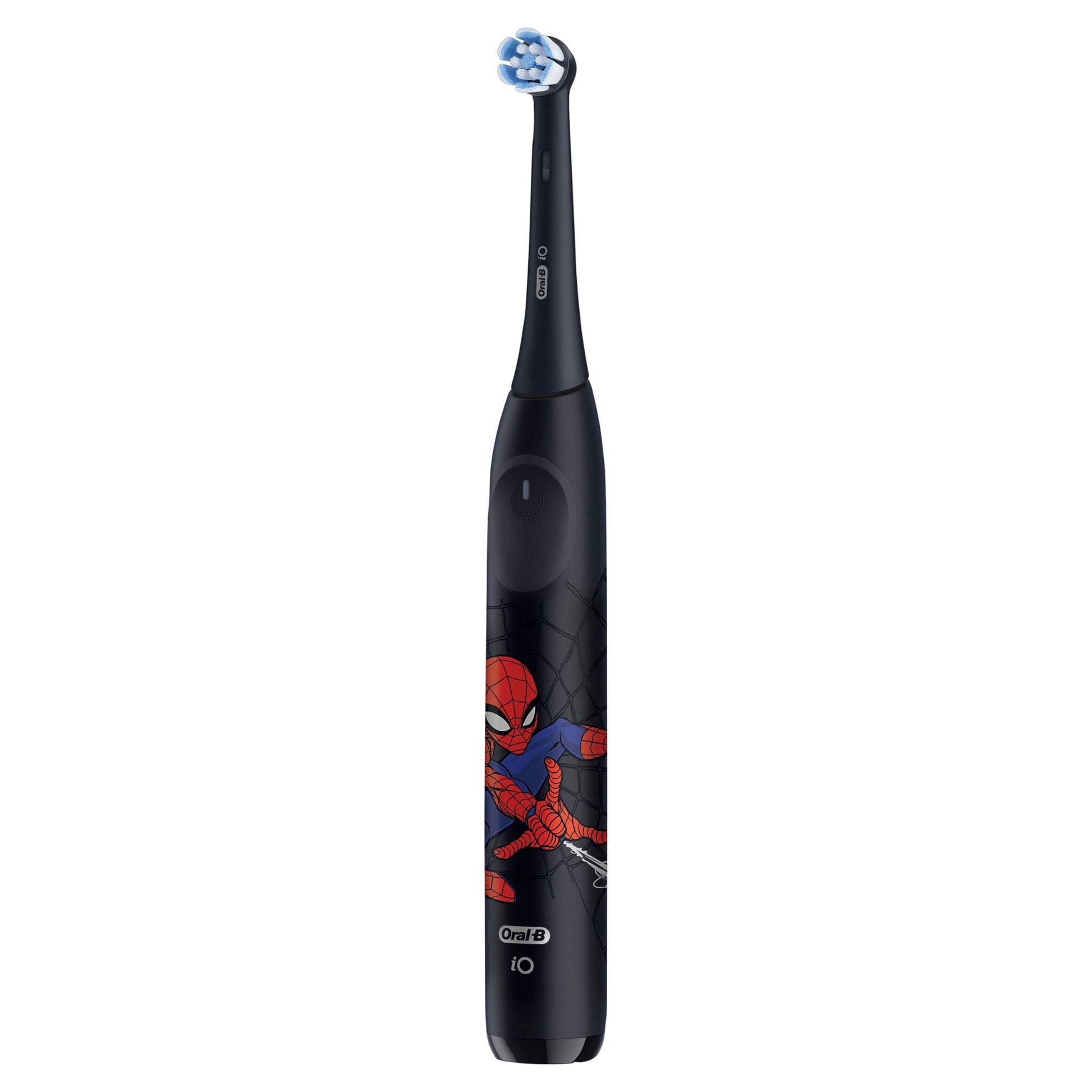 Oral-B iO Kids Rechargeable Electric Powered Toothbrush, Spiderman with 1 Gentle Care Brush Head - Automatic Pressure Sensor to Protect Gums - 3 Cleaning Settings - 2 Min Music Timer - 28 Day Battery Life - Available at All In One Marketplace Canada