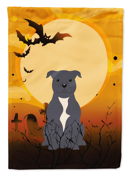 Caroline's Treasures BB4312GF Halloween Staffordshire Bull Terrier Blue Flag Garden Size, Small, Multicolor