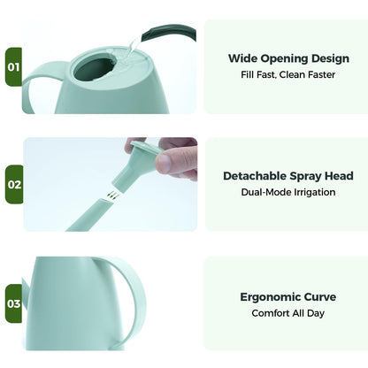 Bamworld Watering Can for Indoor Plants Long Spout Watering Cans for Garden Plants Indoor Outdoor Small Water Can for House Flower 1.8L 60oz 1/2 Gallon(Green)