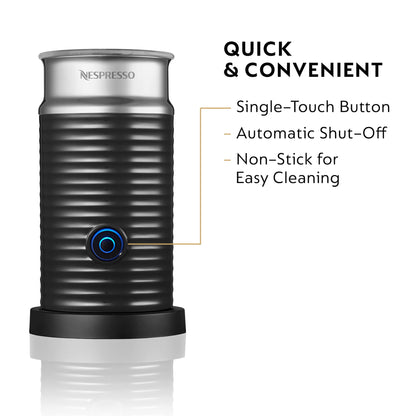 Nespresso Aeroccino 3 Milk Frother - Automatic Hot & Cold Foam Maker for Coffee, Latte, Cappuccino, and Macchiato - Black - Available at All In One Marketplace Canada