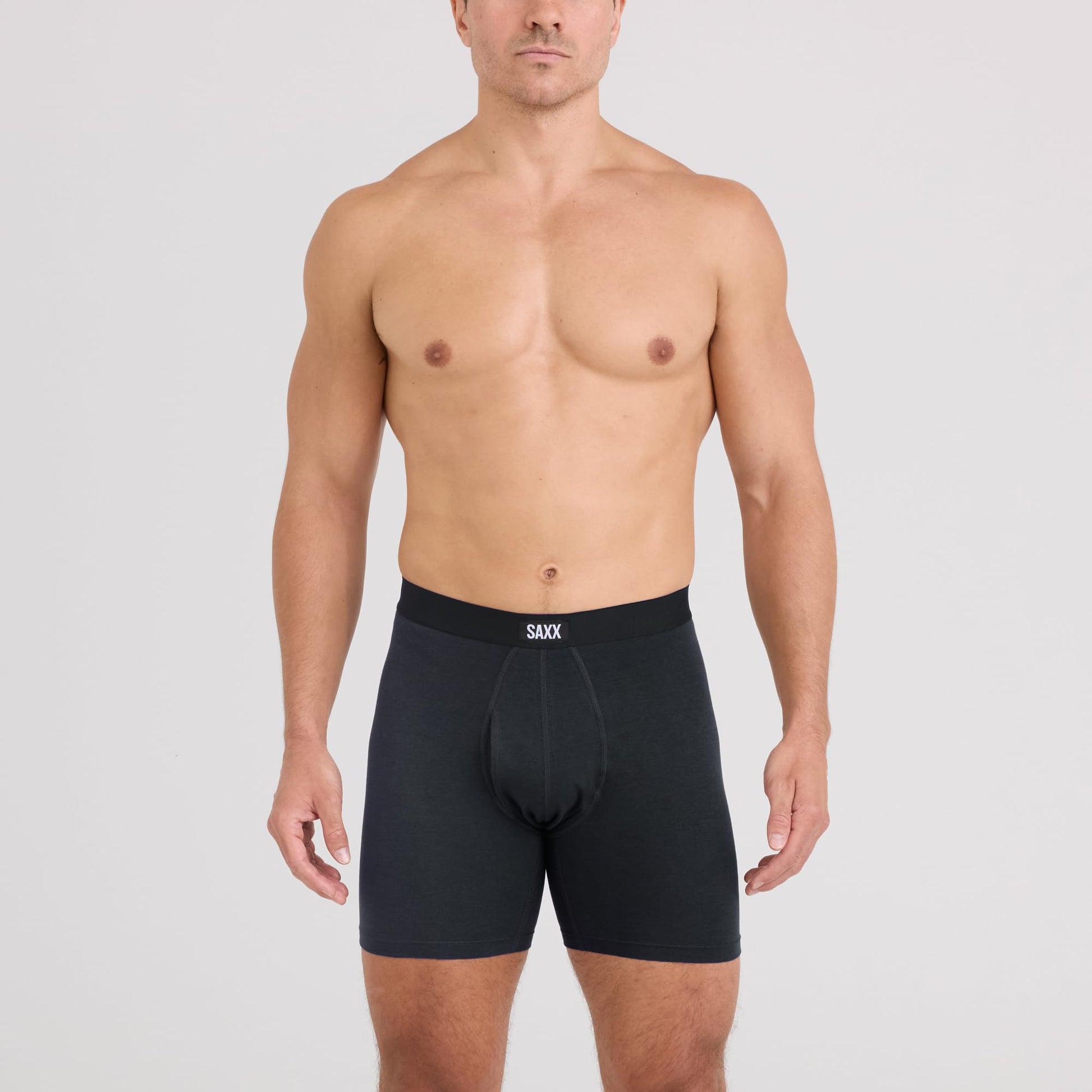 SAXX Underwear Co. Men's Core Cotton Boxer Brief Fly 3-Pack, Black/Shade/Dark Denim, X-Large