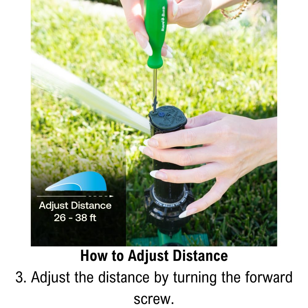 Rain Bird 42SASPG 42SA Gear Drive Rotor Sprinkler on Heavy Duty Green Spike, Adjustable 40° - 360° Pattern, 26' - 38' Spray Distance Rain Bird