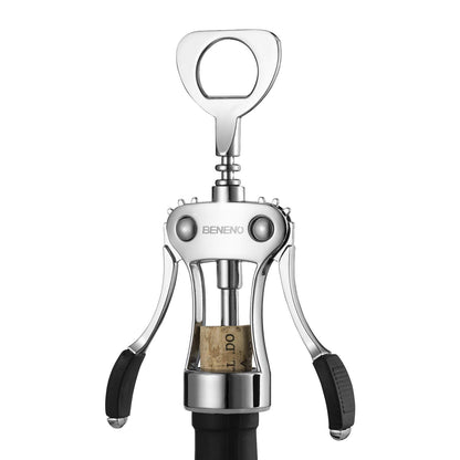 Wine Opener, BENENO Zinc Alloy Premium Wine Bottle Opener Wing Corkscrew with Multifunctional Corks and Caps Bottle Opener, Upgrade - Available at All In One Marketplace Canada