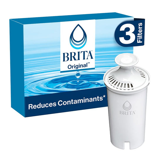 Brita Standard Replacement Filter, Reduces Contaminants while keeping healthy minerals, Certified by WQA to reduce Chlorine for improved taste, Made without BPA, Replace after 151 litres, 3 Count