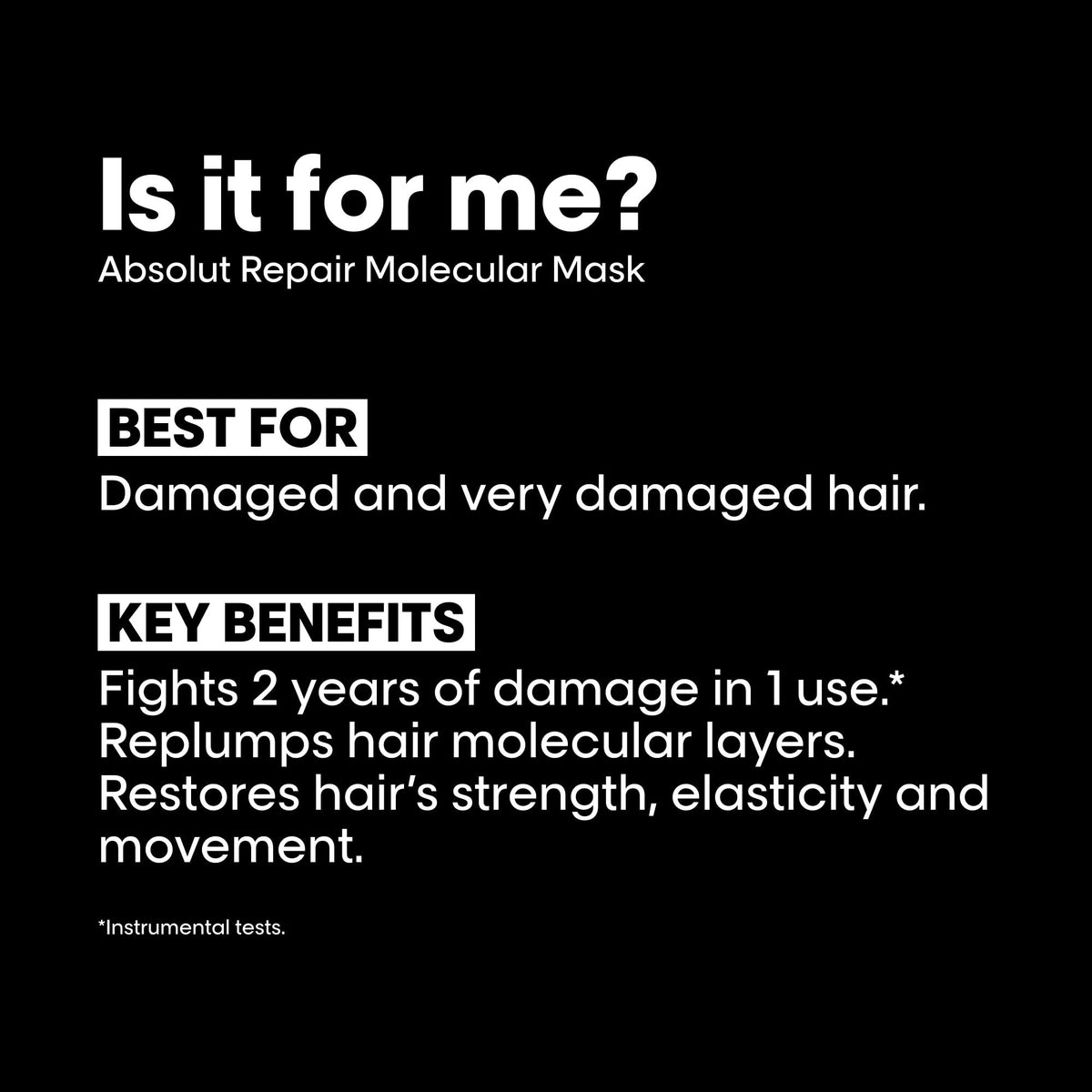 L'Oréal Professionnel Absolut Repair Molecular Mask, Damaged Hair, 250 mL