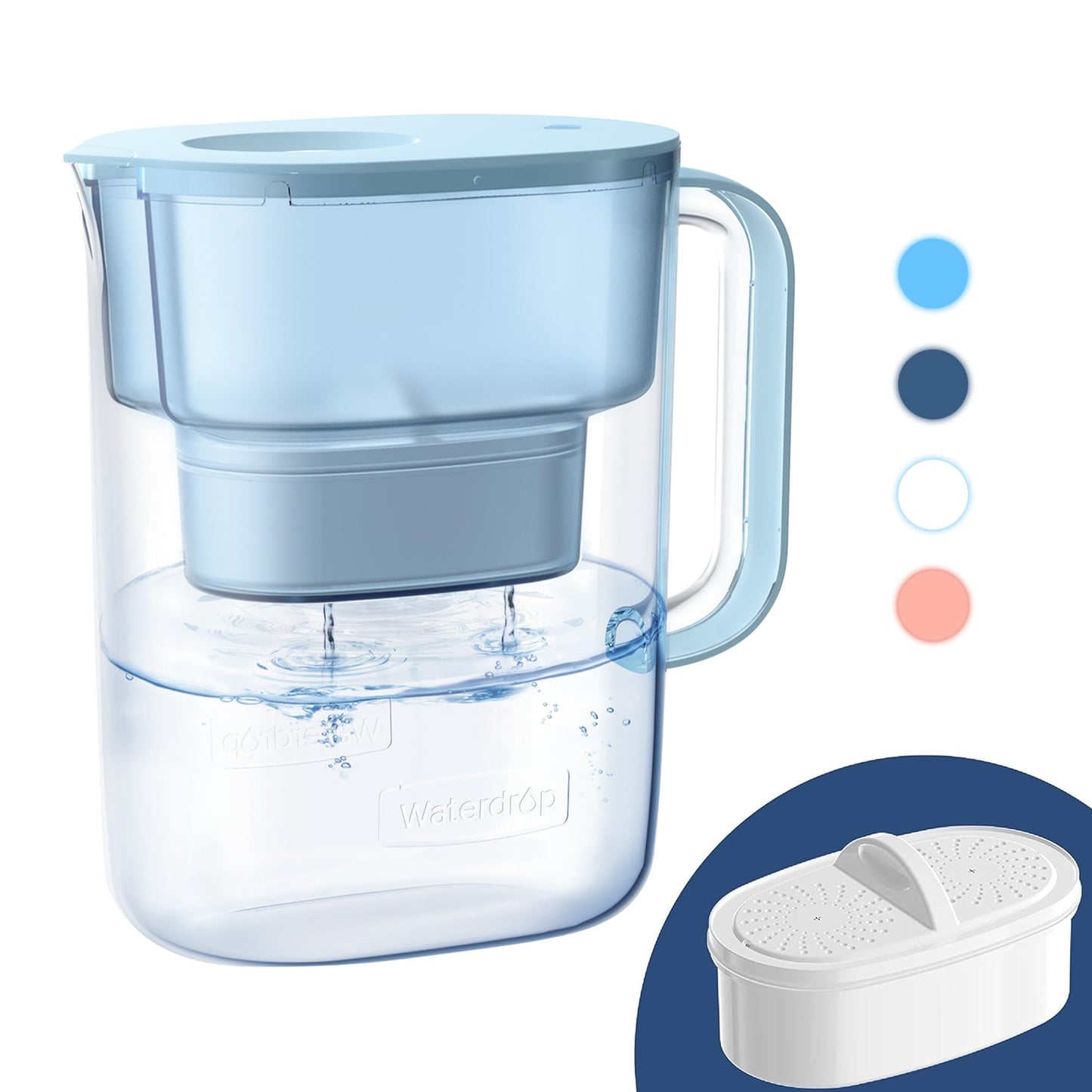 Waterdrop PT-07B Water Filter Pitcher, 10-Cup, NSF Certified Water Filter Pitcher, 200-Gallon Long-Life Filter, Reduces PFOA/PFOS and Chlorine, 5X Longer Filter Life, Blue 🍁 All In One Marketplace Canada