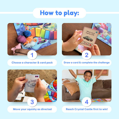 THE FIDGET GAME SquishyLand in Rainbow Reef - Educational & Phonics Learning Activities for Children in Pre-K to 2nd Grade - Mochi Squishy Toys Set with Board Game (2-6 Players) & Card Packs Included - Available at All In One Marketplace Canada