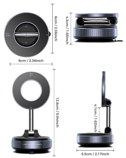 MRGLAS 2026 Upgraded Vacuum Suction Phone Holder for Car, Magsafe Car Phone Holder Mount, [98+LBS Suction & 2800gf Magnetic] 360° Adjustable Shower & Wall Mount, Car Accessories for iPhone 17 Pro Max - Available at All In One Marketplace Canada