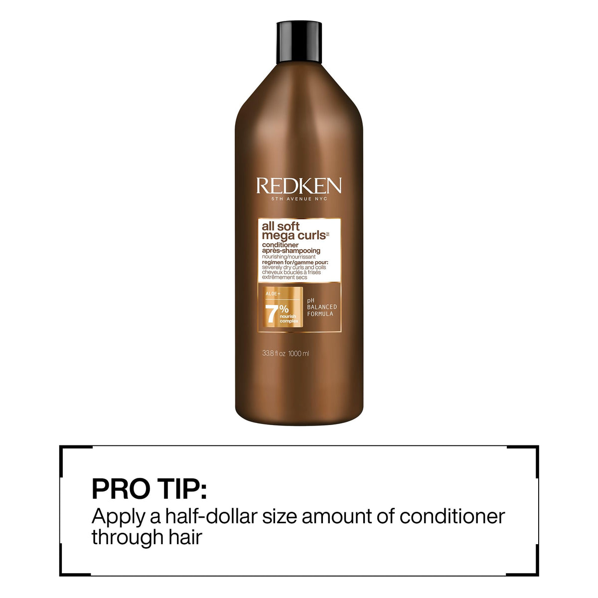 Redken Conditioner, All Soft Mega Curls Conditioner, For Extremely Dry Hair, For Curly & Coily Hair, Nourishes & Softens Severely Dry Hair, With Aloe Vera, 1000 ML