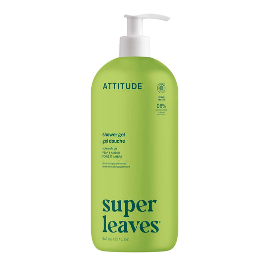 ATTITUDE Gel douche, fabriqué au Canada, vérifié EWG, testé dermatologiquement, à base de plantes et de minéraux, produits de soins personnels végétaliens, parfum poire et ambre, 946 mL 🍁 All In One Marketplace Canada