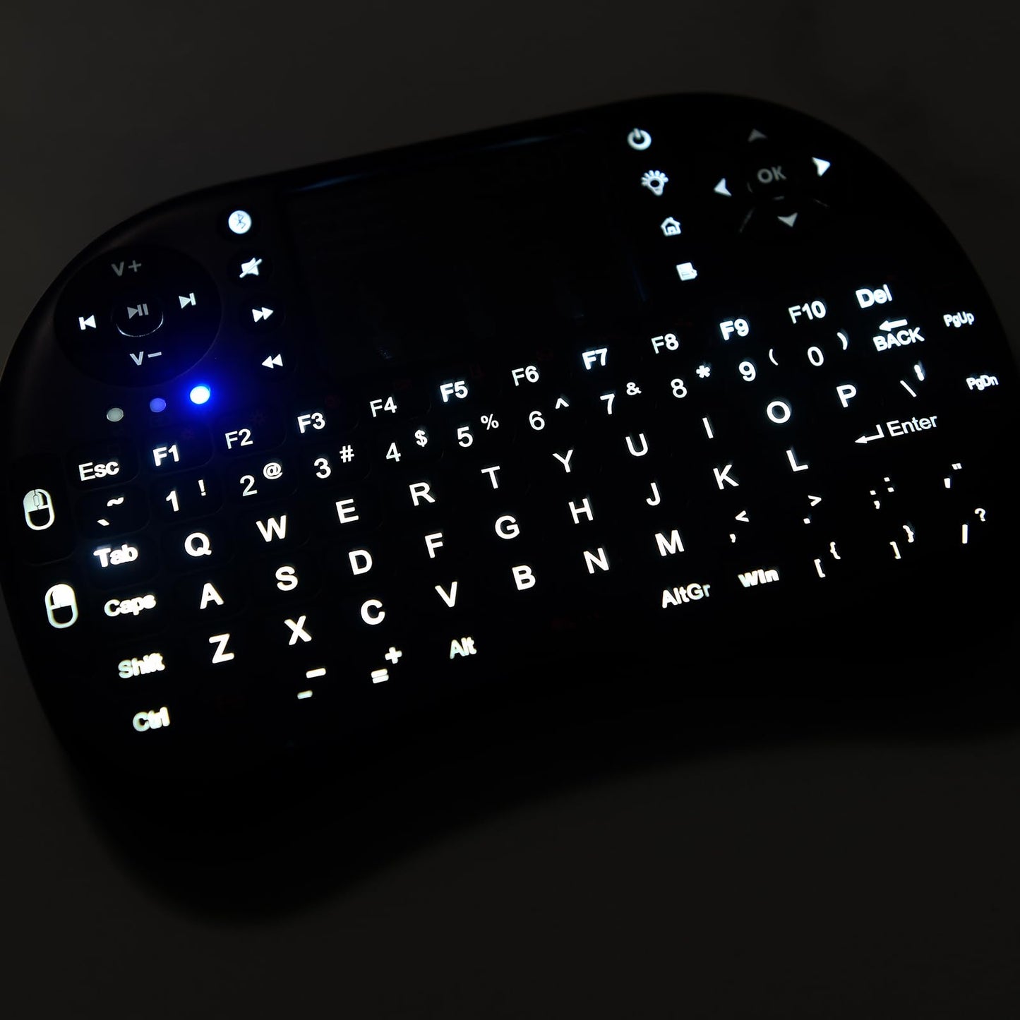 Rii i8+ Mini Wireless Keyboard,Bluetooth Keyboard with Touchpad,Handheld Remote,LED Backlit Compatible with Android TV Box, Android Smart TV,HTPC,Raspberry Pi, Win 7 8 10,Mac OS