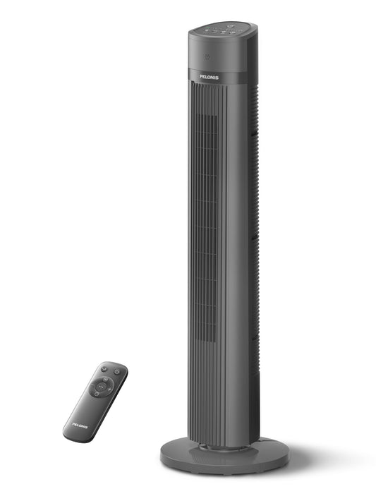 PELONIS Oscillating Tower Fan with Remote Control 40’’ Quiet Stand Up Fan with 3 Speed Settings and 3 Modes 15-Hour Timer LED Display for Bedroom Home Office Use, Black