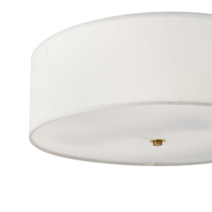 Globe Electric 60998 Kyle 2-Light Flush Mount Ceiling Light, Matte Brass, White Linen Shade Globe Electric